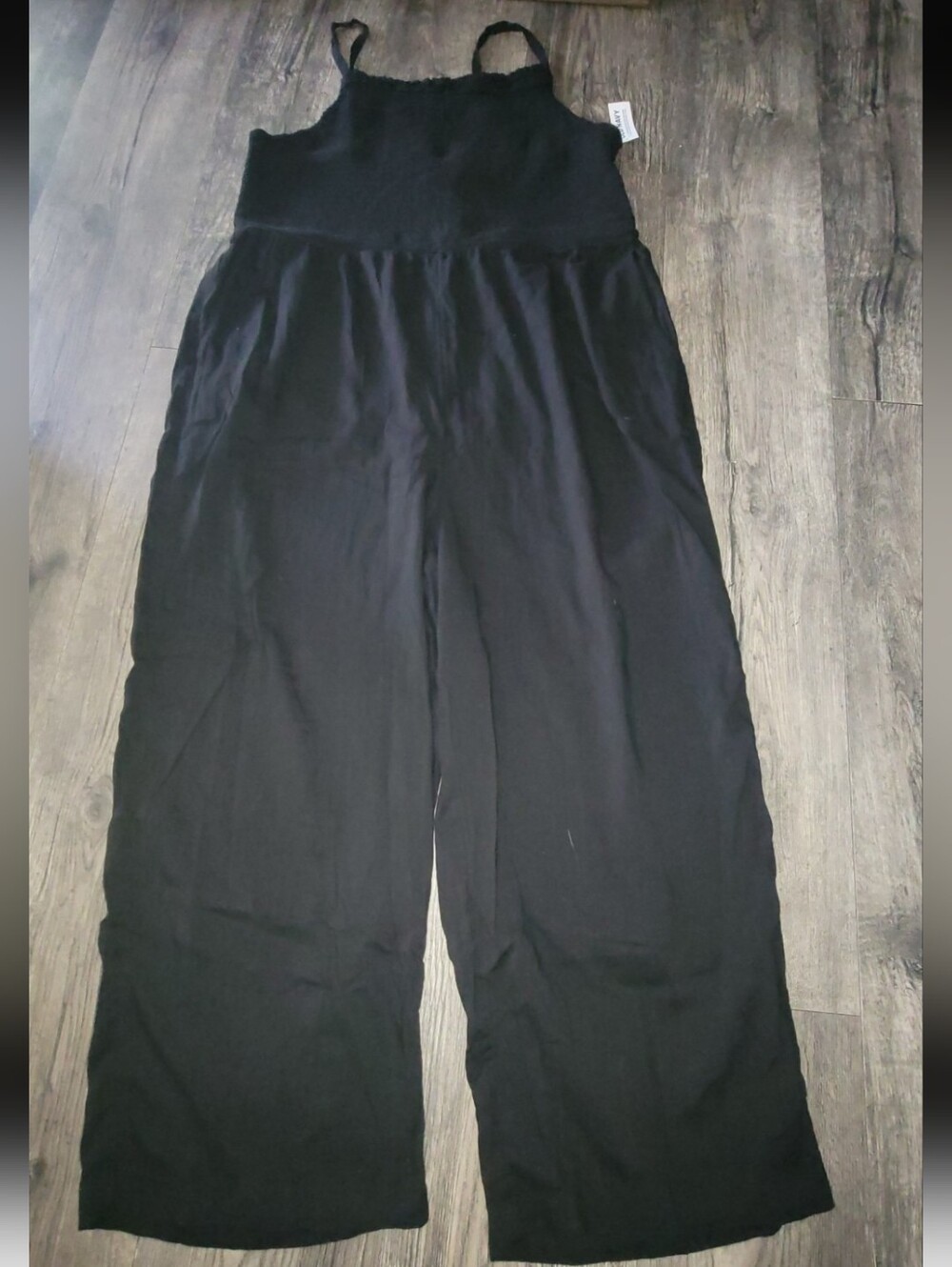 Old Navy Smocked Black Wide Leg Jumpsuit Spaghetti Strap